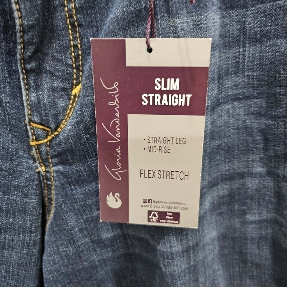 Gloria Vanderbilt Dark Wash Slim Straight Mid Rise Jeans Size 4 NWT - Picture 6 of 14
